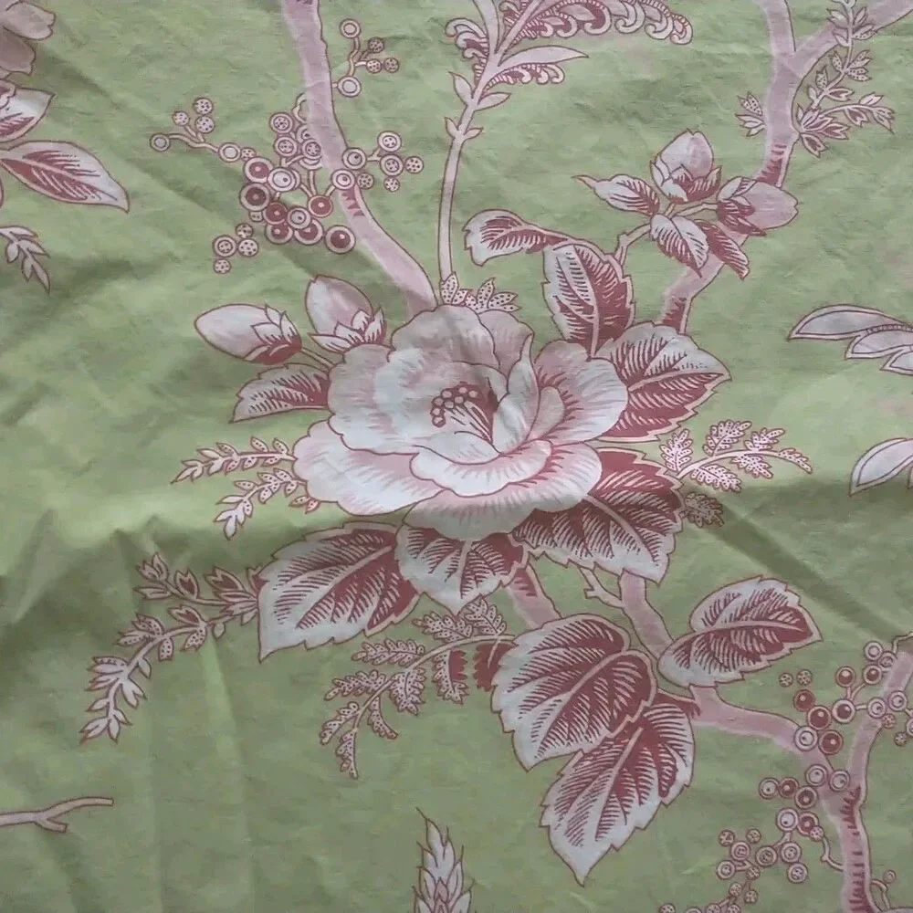 Pottery Barn Twin Duvet Cover Green Pink Floral Cotton Upcycle Crafters Diy